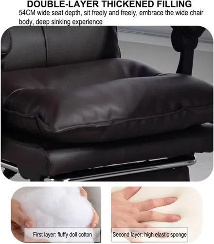 Miniatura 4 de Silla de oficina de respaldo alto, silla de escritorio para computadora, silla ejecutiva ergonómica, silla giratoria reclinable con reposapiés