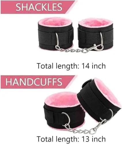 Miniatura 8 de Kit de sujeción para cama de matrimonio, color rosa, para parejas de tamaño bajo King, juegos de cama Queen para mujeres, correas sexuales, barras