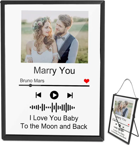 Placa de canción acrílica personalizada con marco de fotos, cubierta de álbum de fotos personalizada para el día de San Valentín, aniversario, boda,