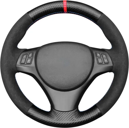 Miniatura 10 de MEWANT Funda de volante para BMW E90 M Sport E81 E82 E87 E88 E91 E92 E93 M3 E90 E92 de gamuza negra