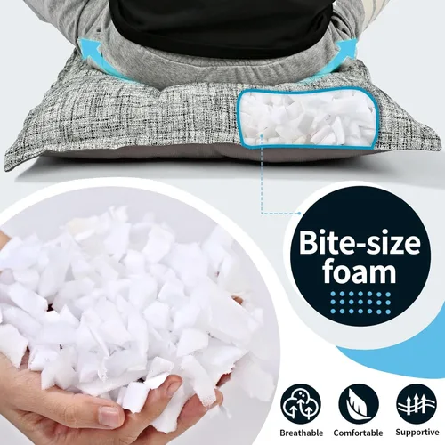 Miniatura 4 de SINSOSSO - Almohadas de suelo grandes de 22 pulgadas, de espuma viscoelástica, cuadradas, antideslizantes, para respaldo de oficina, yoga, asiento