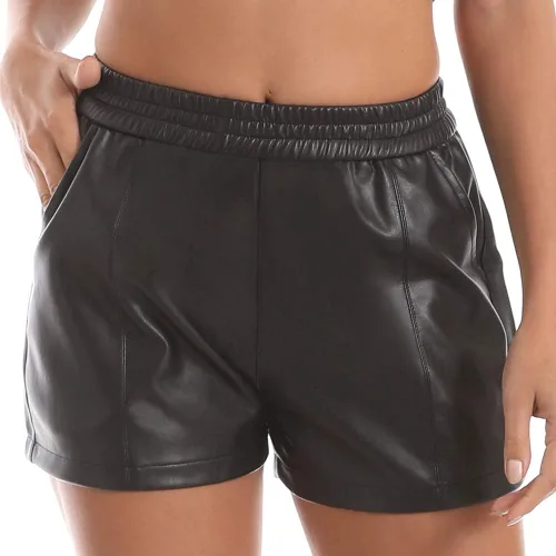 Everbellus Pantalones cortos sueltos con cintura elástica y bolsillos para mujer, Negro
