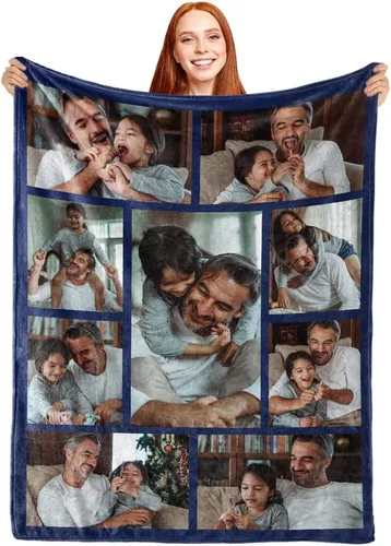 Miniatura 8 de ShineSand Manta personalizada con foto, manta de fotos personalizada con texto de nombre, manta divertida personalizada, manta de forro polar