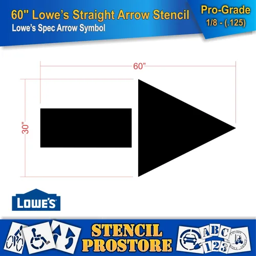 Miniatura 2 de Plantillas para minoristas – Lowes – Plantilla de flecha recta de 60 pulgadas – 60 x 30 pulgadas x 1/8 pulgadas (128 mil) – Grado profesional