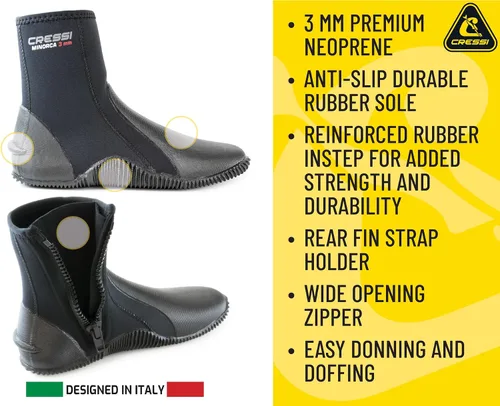 Miniatura 2 de Cressi Botas de neopreno con suela antideslizante para adultos - para deportes acuáticos: buceo, esnórquel, buceo, rafting, windsurf