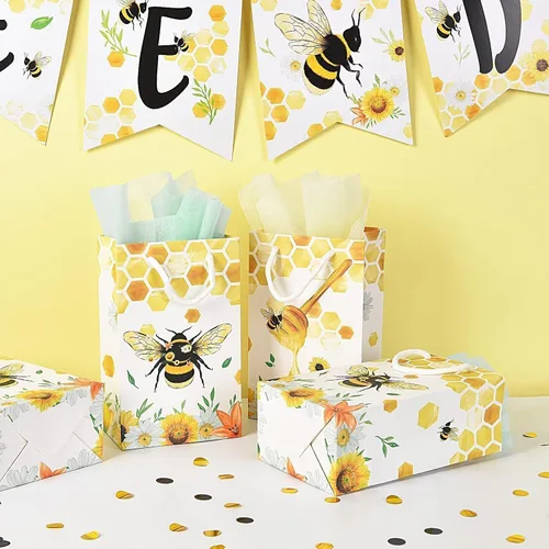 Miniatura 3 de WERNNSAI Paquete de 16 bolsas de regalo de abejas, suministros de fiesta de abejas, bolsas de recuerdo para niños y niñas, decoraciones