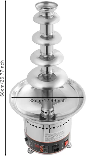 Miniatura 2 de Fuente de fondue de chocolate de 5 niveles, calentador eléctrico de acero inoxidable para derretir chocolate, máquina de fusión calentada, capacidad