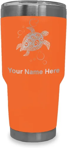 Miniatura 14 de LaserGram Vaso aislado al vacío de 20 onzas, tortuga marina hawaiana, grabado personalizado incluido (negro)