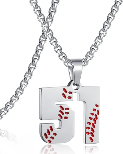 Miniatura 79 de SKQIR Colgante de número de jersey de béisbol para hombres y niños - Cadena de acero inoxidable para atletas - Negro
