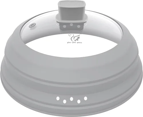 Miniatura 11 de Tapa Protectora contra Salpicaduras de Microondas, Tapa de Vidrio con Protector de Collapsible de Silicona para Platos y Ollas, 24,9 cm, Gris Claro