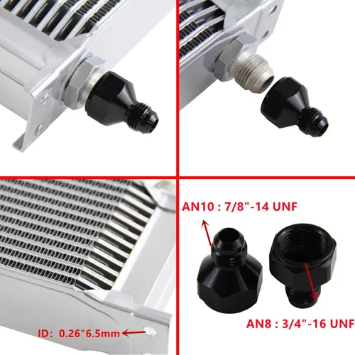 Miniatura 2 de Kit de soporte de montaje para enfriador de aceite de 16 filas 10AN con placa apilada para motor, enfriador de aceite de transmisión de aluminio