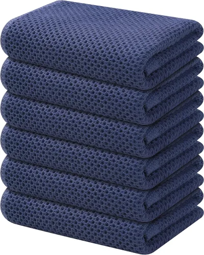 Miniatura 128 de Kitinjoy - Paños de cocina de 100 % algodón, tela de tejido gofrado, paño de limpieza ultrasuave, absorbente y de secado rápido. Gris Oscuro