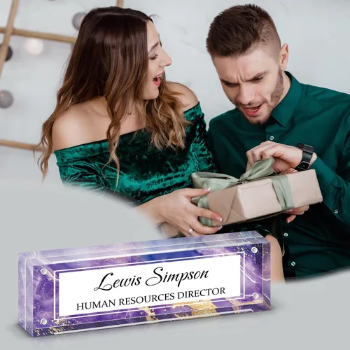 Miniatura 6 de Placa con nombre para escritorio, placa con nombre de doble cara personalizada para decoración de escritorio de oficina para mujeres y hombres