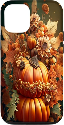 Miniatura 25 de Funda para iPhone 13 Pro Max con diseño de hojas otoñales y calabazas