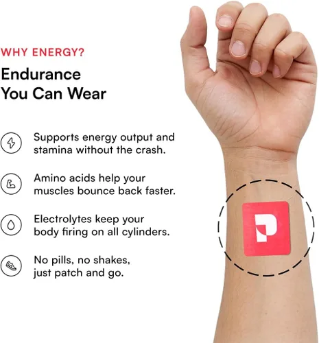 Miniatura 5 de Pure Patch® Energy Patch - Parche tópico inspirado en botánicos con cafeína, aminoácidos y mezcla de electrolitos, formato no ingestible, 30 parches