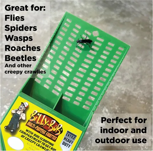Miniatura 4 de BILLY-BOB Matamoscas multiusos resistente, paquete de 2, matamoscas con compartimentos para recoger insectos y atrapar arañas