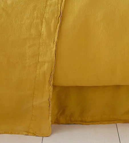 Miniatura 4 de INDACORIFY Funda de edredón de algodón en color amarillo mostaza, ropa de cama bohemia 100% algodón lavado, tamaño Queen, funda de cama amarilla
