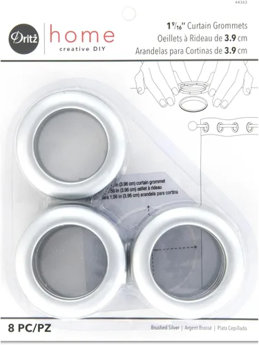 Miniatura 24 de Cortina con arandelas 1 pulgada, diámetro del plástico interior 8/Pkg Blanco