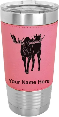 Miniatura 9 de LaserGram Vaso aislado al vacío de 20 onzas, alce, grabado personalizado incluido (piel sintética, estilo béisbol)