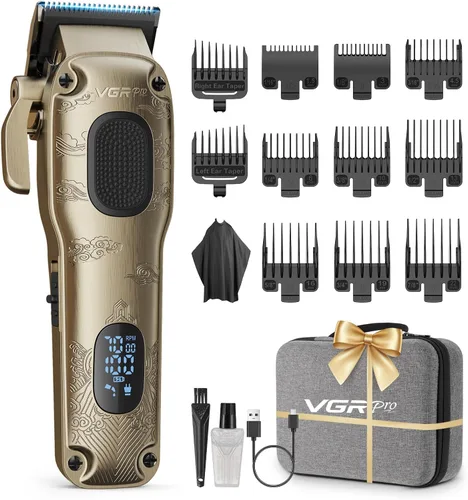 VGRPRO Cortapelos para hombres profesionales, inalámbricas y con cable para cortar el cabello con estuche de paquete, kit de aseo eléctrico para uso