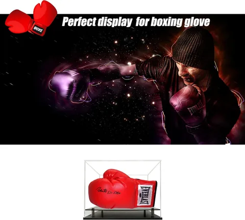 Miniatura 8 de Vitrina transparente para guantes de boxeo, estuche de exhibición de guantes de béisbol acrílicos de autoensamblaje para tamaño completo, vitrina