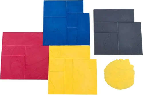 Ashler - Juego de sellos de hormigón de pizarra con muescas de Walttools | Tapetes decorativos de textura de poliuretano con patrón de azulejos,