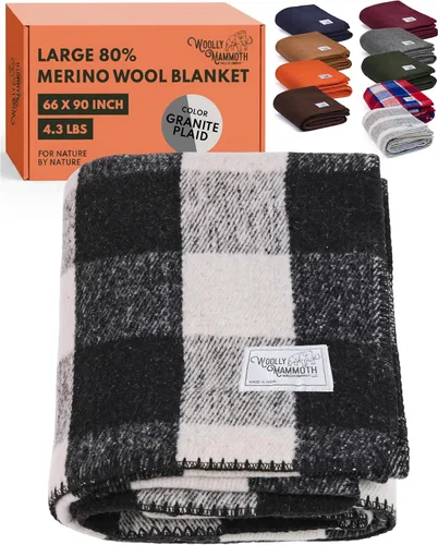 Miniatura 24 de Woolly Mammoth Woolen Company Manta de Lana - 66 x 90 pulgadas, Corteza, 80% Lana Merino - Mantas de Campamento para Clima Frío - Durabilidad