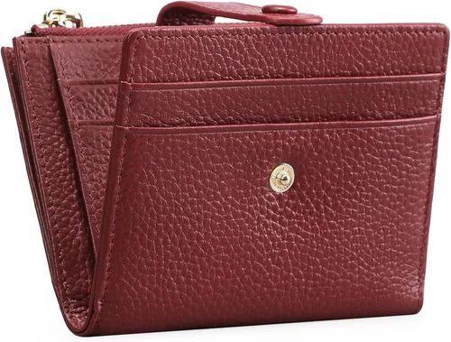 Miniatura 16 de FALAN MULE - Carteras pequeñas para mujer con bloqueo RFID, piel auténtica, cartera plegable delgada con cremallera y monedero para monedas