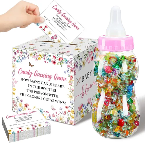 Miniatura 20 de Glenmal Juego de 52 piezas de regalo para juegos de baby shower, biberón grande para juego de ducha, adivina cuántos dulces decoraciones