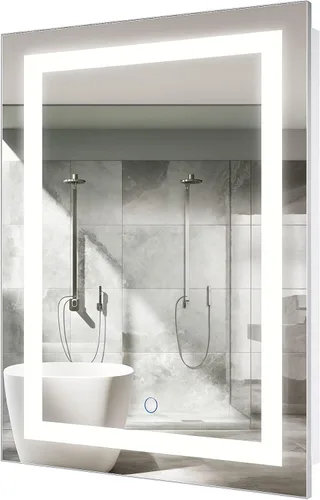 Miniatura 14 de Krugg Espejo de baño LED cuadrado de 24 x 24 pulgadas Espejo de tocador iluminado incluye atenuador y desempañador Montaje en pared vertical u
