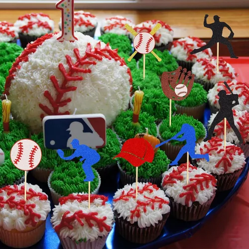 Miniatura 3 de 24 piezas de decoración para cupcakes de béisbol, jugadores de béisbol, temática deportiva, para baby shower, fiesta de cumpleaños, suministros