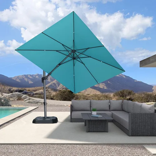Miniatura 101 de PURPLE LEAF Sombrilla de Patio de 8 Pies para Exteriores Sombrilla Cantilever Cuadrada de Aluminio Sombrilla Offset con Rotación de 360 Grados