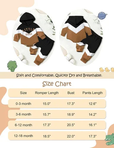 Miniatura 7 de Ropa para bebé niño, bloque de color, sudadera con capucha de gran tamaño, mameluco, pantalones largos, conjunto de trajes de otoño e invierno