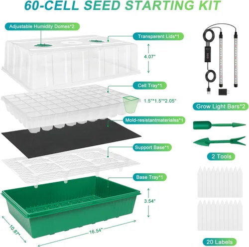 Miniatura 4 de GOOINMILL Bandeja Iniciadora de Semillas con Autoriego con Luz de Crecimiento Temporizada, Bandeja Iniciadora de Plantas de 80 Celdas Kit Iniciador