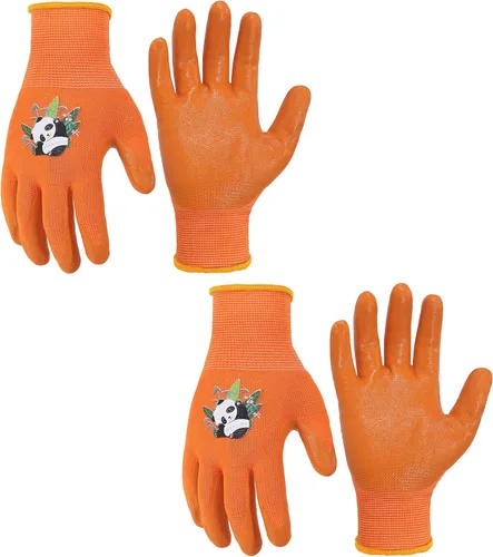 Miniatura 16 de HANDLANDY 3 pares de guantes de jardinería para niños sin látex, guantes de jardín para niños y niñas con revestimiento de nitrilo para niñas y Verde