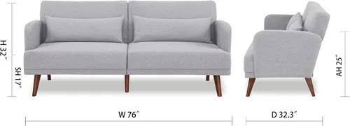 Miniatura 2 de Artdeco Home 76''Loveseat Sofa,Convertible Sofa Bed with Adjustable Backrest,Removable Armrests,Sleeper Sofa with 2 Pillows for Small Spaces, Living