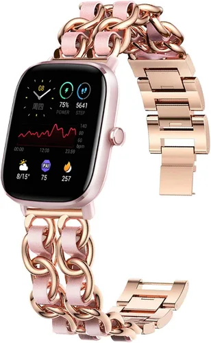 Miniatura 6 de Compatible con Amazfit GTS 3 Band, pulsera de metal de joyería YOUkei con cuero compatible con Amazfit GTS 2 Mini/GTS 2 / GTS 3 Smartwatch