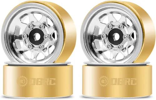 Miniatura 11 de OGRC 1.0 Rines de rueda RC con anillos de latón, rines de rueda de plato hondo, ruedas Beadlock 1.0 para 1/18 TRX4M 1/24 SCX24 C10 JLU Deadbolt Negro