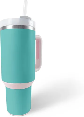 MightySkins Skin - Vaso de vinilo compatible con Stanley The Quencher H2.0 FlowState de 40 onzas, color turquesa sólido, funda protectora, duradera
