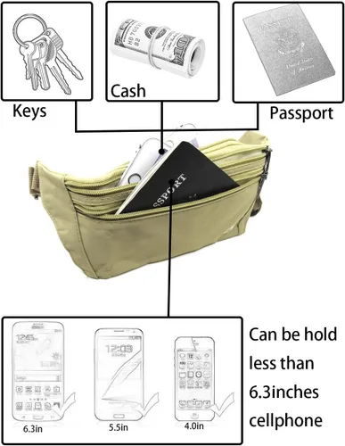 Miniatura 71 de Bolsa de cintura ultrafino con ranuras c/visualización para tarjeta de crédito, para deportes, aire libre, correr, caminar, viajes.