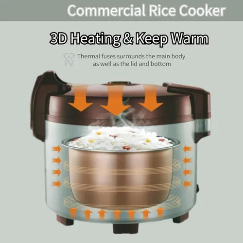 Miniatura 3 de Arrocera comercial grande de 15.8 cuartos de galón, 84 tazas cocidas, 32 tazas de arroz crudo, calentador de arroz eléctrico comercial para 60-70