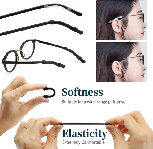 Miniatura 3 de KAJUDA 16 pares de agarraderas para las orejas, soporte antideslizante para gafas, gancho de silicona para lentes de sol, deportes, estudio