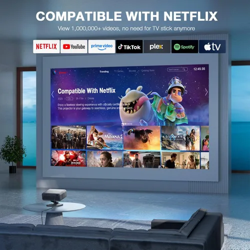 Miniatura 2 de [Compatible con Netflix y Auto Focus] Proyector Inteligente AuKing con Wifi y Bluetooth, Proyector con Enfoque Automático y Corrección Keystone 4K