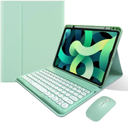 Miniatura 12 de Funda de teclado para iPad mini (A17 Pro) 2024, iPad mini 6ª generación, funda de teclado con mouse Bluetooth, llave redonda, bonita funda de Púrpura