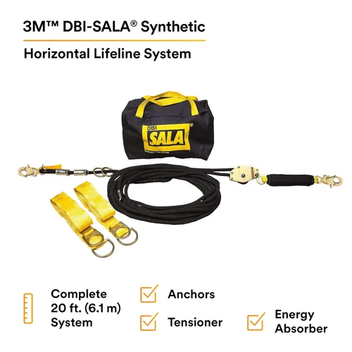 Miniatura 2 de 3M DBI-SALA Sayfline 7600502 Sistema de línea de vida horizontal, cuerda Kernmantle de 20 pies con tensor, absorbente de energía, dos adaptadores