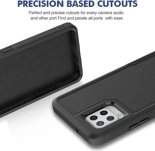 Miniatura 5 de Jeylly Funda para Samsung Galaxy A42 5G con protector de pantalla de vidrio templado, resistente a los golpes, a prueba de caídas, duradera