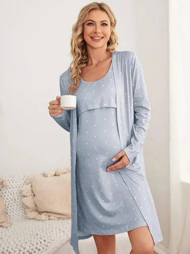 Miniatura 5 de Verdusa Conjunto de camisón y bata de lactancia sin mangas para mujer