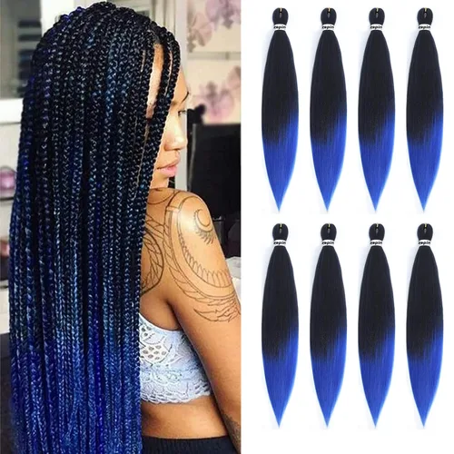 Miniatura 27 de Cabello trenzado preestirado de 22 pulgadas, 6 paquetes de cabello profesional suave Yaki trenzado para trenzas con ajuste de agua caliente