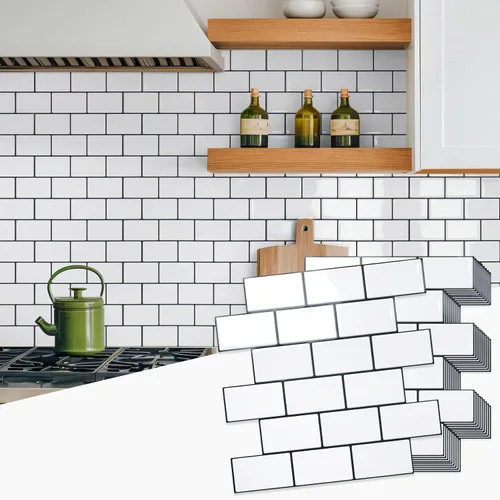 Miniatura 21 de STICKGOO - Azulejos de metro blancos para despegar y pegar, azulejos adhesivos para cocina (paquete de 1, diseño más grueso)