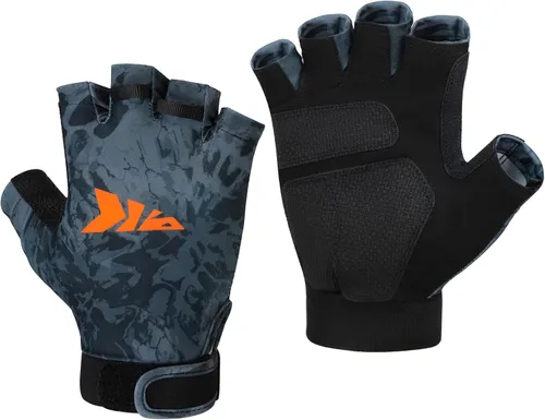 KastKing Gill Raker - Guantes de tela refrescante de hilo FrostWeave UPF 50, agarre antideslizante, secado rápido, comodidad de puño corto, logotipo